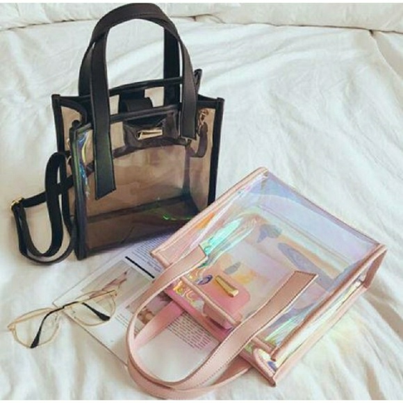 LAST 1!🎡Clear Blush Holographic Jelly Tote - Picture 3 of 6